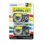 Casio Tape Cassettes for KL Label Makers, 18mm x 26ft, Black on Yellow, 2/Pack CSOXR18YW2S