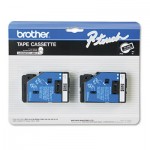 Brother P-Touch TC Tape Cartridges for P-Touch Labelers, 3/8w, White on Black, 2/Pack BRTTC34Z