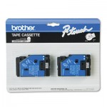 Brother P-Touch TC Tape Cartridges for P-Touch Labelers, 1/2w, Black on White, 2/Pack BRTTC20