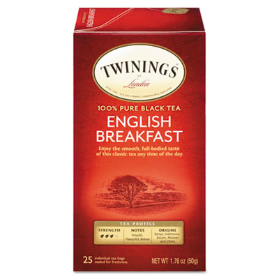 Twinings TNA51726 Tea Bags, English Breakfast, 1.76 oz, 25/Box TWG09181