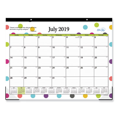 Blue Sky Teacher Dots Academic Year Desk Pad, 22 x 17, Assorted Color Dots, 2021-2022 BLS105496