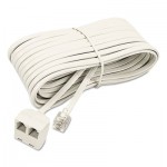 Softalk Telephone Extension Cord, Plug/Dual Jack, 25 ft., Almond SOF04130