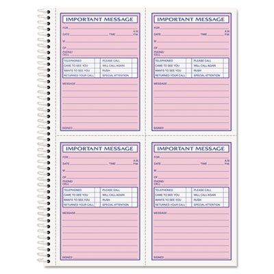 Tops Telephone Message Book, Fax/Mobile Section, 5 1/2 x 3 3/16, Two-Part, 200/Book TOP4005