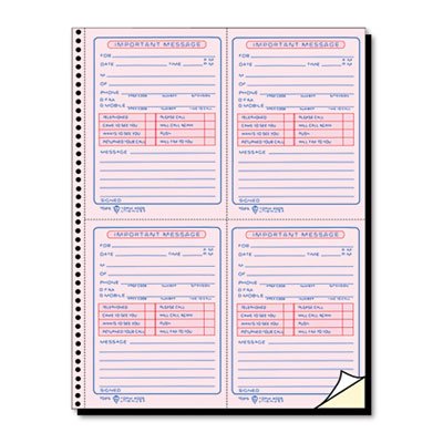 Tops Telephone Message Book, Fax/Mobile Section, 5 1/2 x 3 3/16, Two-Part, 400/Book TOP4009