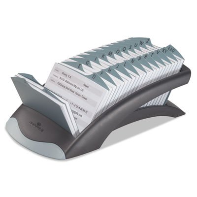 Durable TELINDEX Desk Address Card File Holds 500 4 1/8 x 2 7/8 Cards, Graphite/Black DBL241201