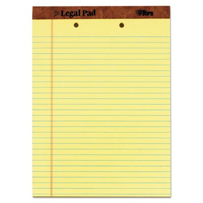 Tops The Legal Pad Ruled Perf Pad, Legal/Wide, 8 1/2 x 11 3/4, Canary, 50 Sheets TOP7531