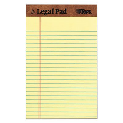 Tops The Legal Pad Ruled Perforated Pads, 5 x 8, Canary, 50 Sheets, Dozen TOP7501