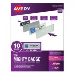Avery The Mighty Badge Name Badge Holder Kit, Horizontal, 3 x 1, Laser, Silver, 10 Holders/ 80 Inserts AVE71206