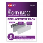 Avery The Mighty Badge Name Badge Holders, Horizontal, 3 x 1, Silver, 2/Pack AVE71202