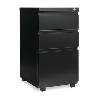 ALEPB532819BL Three-Drawer Metal Pedestal File With Full-Length Pull, 14-7/8w x 19-1/8d, Black ALEPB532819BL