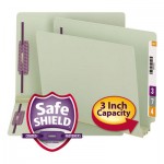 Smead Three Inch Expansion Folder, Two Fasteners, End Tab, Letter, Gray Green, 25/Box SMD34725