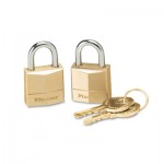 Master Lock 120T Three-Pin Brass Tumbler Locks, 3/4" Wide, 2 Locks and 2 Keys, 2/Pack MLK120T
