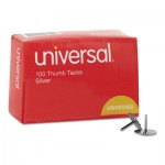 UNV51002 Thumb Tacks, Steel, Silver, 5/16", 100/Pack UNV51002