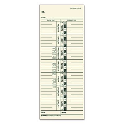 Tops Time Card for Acroprint/IBM/Lathem/Simplex, Weekly, 3 1/2 x 9, 500/Box TOP1259