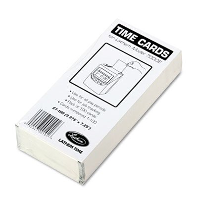 Lathem Time Time Card for Lathem Model 7000E, Numbered 1-100, Two-Sided, 100/Pack LTHE7100