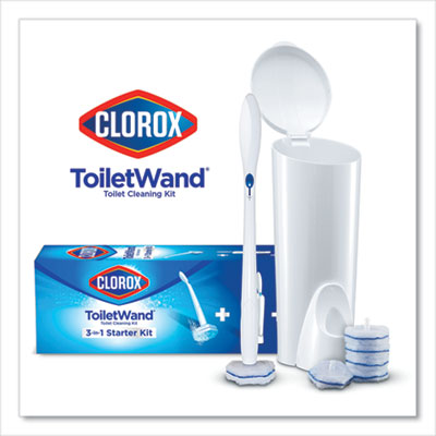 Clorox Toilet Wand Disposable Toilet Cleaning Kit: Handle, Caddy and Refills, White CLO03191