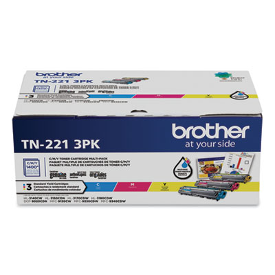 Brother Toner, 1,400 Page-Yield, Cyan/Magenta/Yellow BRTTN2213PK