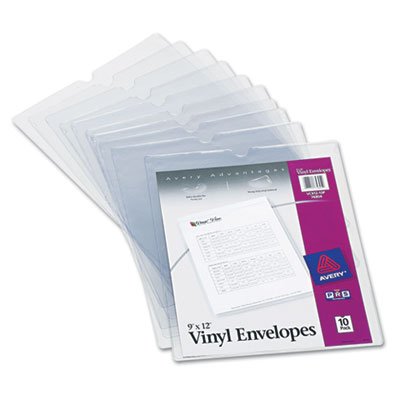 Avery Top-Load Clear Vinyl Envelopes w/Thumb Notch, 8 1/2 x 11, Clear, 10/Pack AVE74804