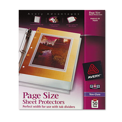 Avery Top-Load Poly Three-Hole Sheet Protectors, Non-Glare, Letter, 50/Box AVE74204