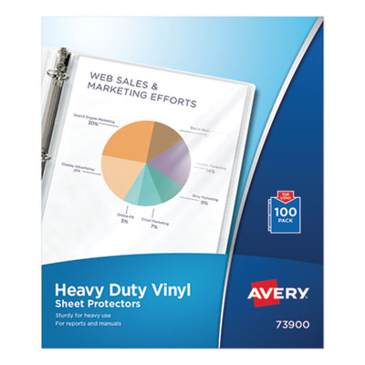 Avery Top-Load Vinyl Sheet Protectors, Heavy Gauge, Letter, Clear, 100/Box AVE73900