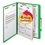 Smead Top Tab Classification Folder, One Divider, Four-Section, Letter, Green, 10/Box SMD13702
