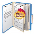 Smead Top Tab Classification Folder, Two Dividers, Six-Sections, Letter, Blue, 10/Box SMD14001
