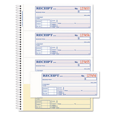 Adams TOPS Money/Rent Receipt Book, 7 1/8 x 2 3/4, 2-Part Carbonless, 200 Sets/Book ABFSC1182