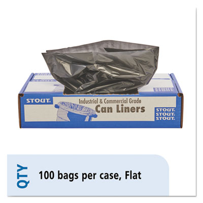 Stout by Envision Total Recycled Content Plastic Trash Bags, 65 gal, 1.5 mil, 50" x 51", Brown/Black, 100