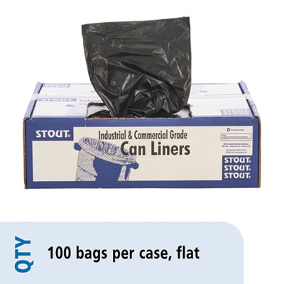 Stout by Envision Total Recycled Content Plastic Trash Bags, 60 gal, 1.5 mil, 36" x 58", Brown/Black, 100