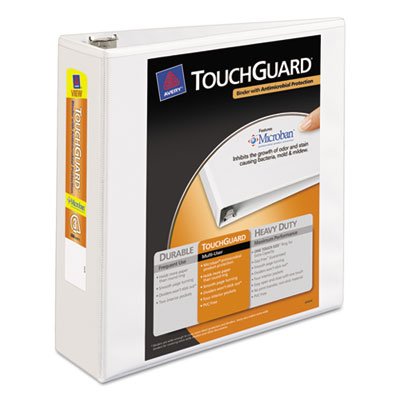Avery Touchguard Antimicrobial View Binder w/Slant Rings, 3" Cap, White AVE17144