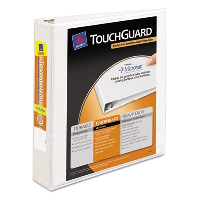 Avery Touchguard Antimicrobial View Binder w/Slant Rings, 1 1/2" Cap, White AVE17142
