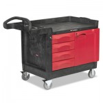 Rubbermaid Commercial FG453388BLA TradeMaster Cart, 750-lb Capacity, One-Shelf, 26.25w x 49d x 38h, Black RCP453388BLA