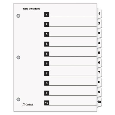 Traditional OneStep Index System, 10-Tab, 1-10, Letter, White, 10/Set CRD61013
