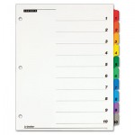 Traditional OneStep Index System, 10-Tab, 1-10, Letter, Multicolor, 10/Set CRD61018
