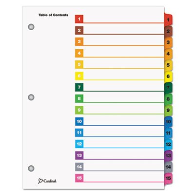 Cardinal Traditional OneStep Index System, 15-Tab, 1-15, Letter, Multicolor, 15/Set CRD61518
