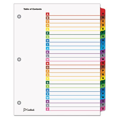 Cardinal Traditional OneStep Index System, 26-Tab, A-Z, Letter, Multicolor, 26/Set CRD60218