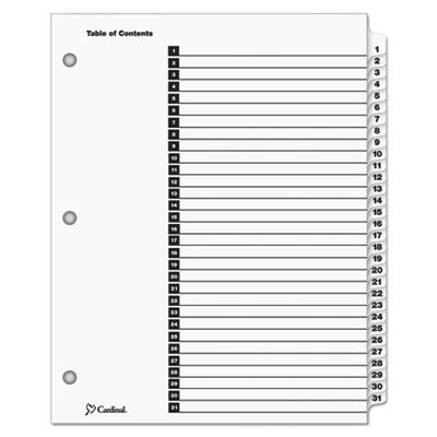 Traditional OneStep Index System, 31-Tab, 1-31, Letter, White, 31/Set CRD60113