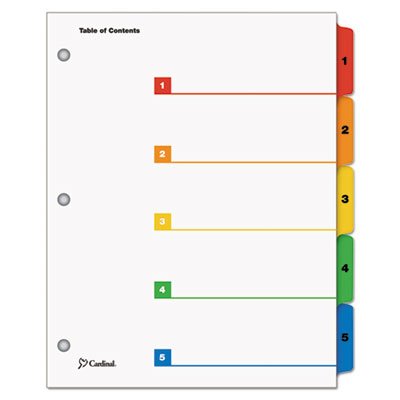 Cardinal Traditional OneStep Index System, 5-Tab, 1-5, Letter, Multicolor, 5/Set CRD60518