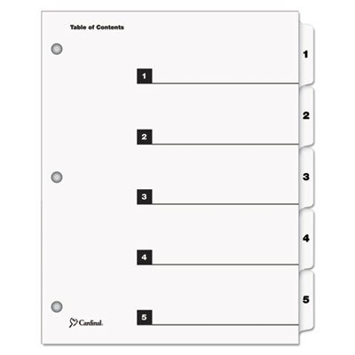 Cardinal Traditional OneStep Index System, 5-Tab, 1-5, Letter, White, 5/Set CRD60513