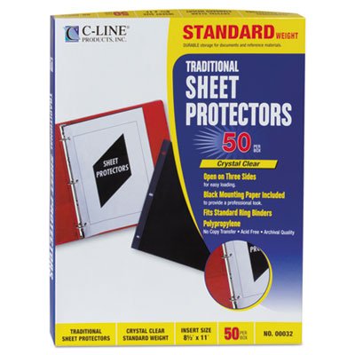 C-Line Traditional Polypropylene Sheet Protector, Standard Weight, 11 x 8 1/2, 50/BX CLI00032