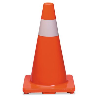 Tatco Traffic Cone, 18h x 10w x 10d, Orange/Silver TCO25500