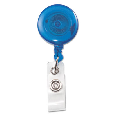 Advantus Translucent Retractable ID Card Reel, 34" Extension, Blue, 12/Pack AVT75472