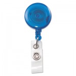 Advantus Translucent Retractable ID Card Reel, 34" Extension, Blue, 12/Pack AVT75472