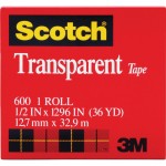 Scotch Transparent Tape - 1/2"W 600121296PK
