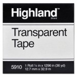 Highland 5910 Transparent Tape, 1/2" x 1296", 1" Core, Clear MMM5910121296