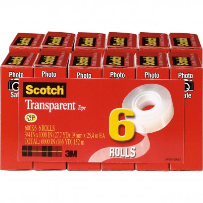 Scotch Transparent Tape - 3/4"W 600K6BD