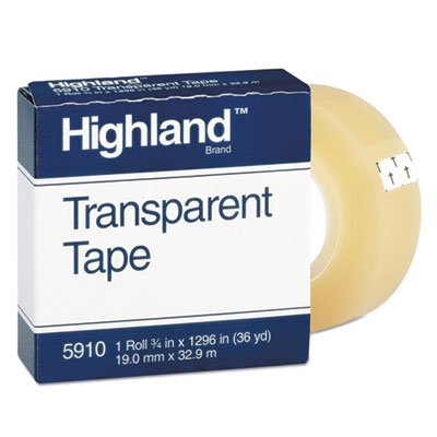 Highland Transparent Tape, 3/4" x 1296", 1" Core, Clear MMM5910341296