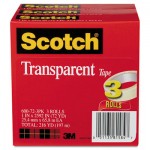 Scotch Transparent Tape 600 72 3PK, 1" x 2592", 3" Core, Transparent, 3/Pack MMM600723PK