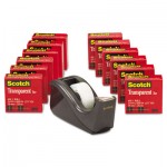 Scotch Transparent Tape Dispenser Value Pack, 1" Core, Black, 12/Pack MMM600KC60