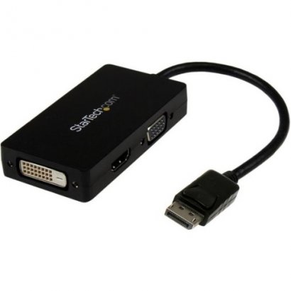 StarTech Travel A/V Adapter: 3-in-1 DisplayPort to VGA DVI or HDMI Converter DP2VGDVHD